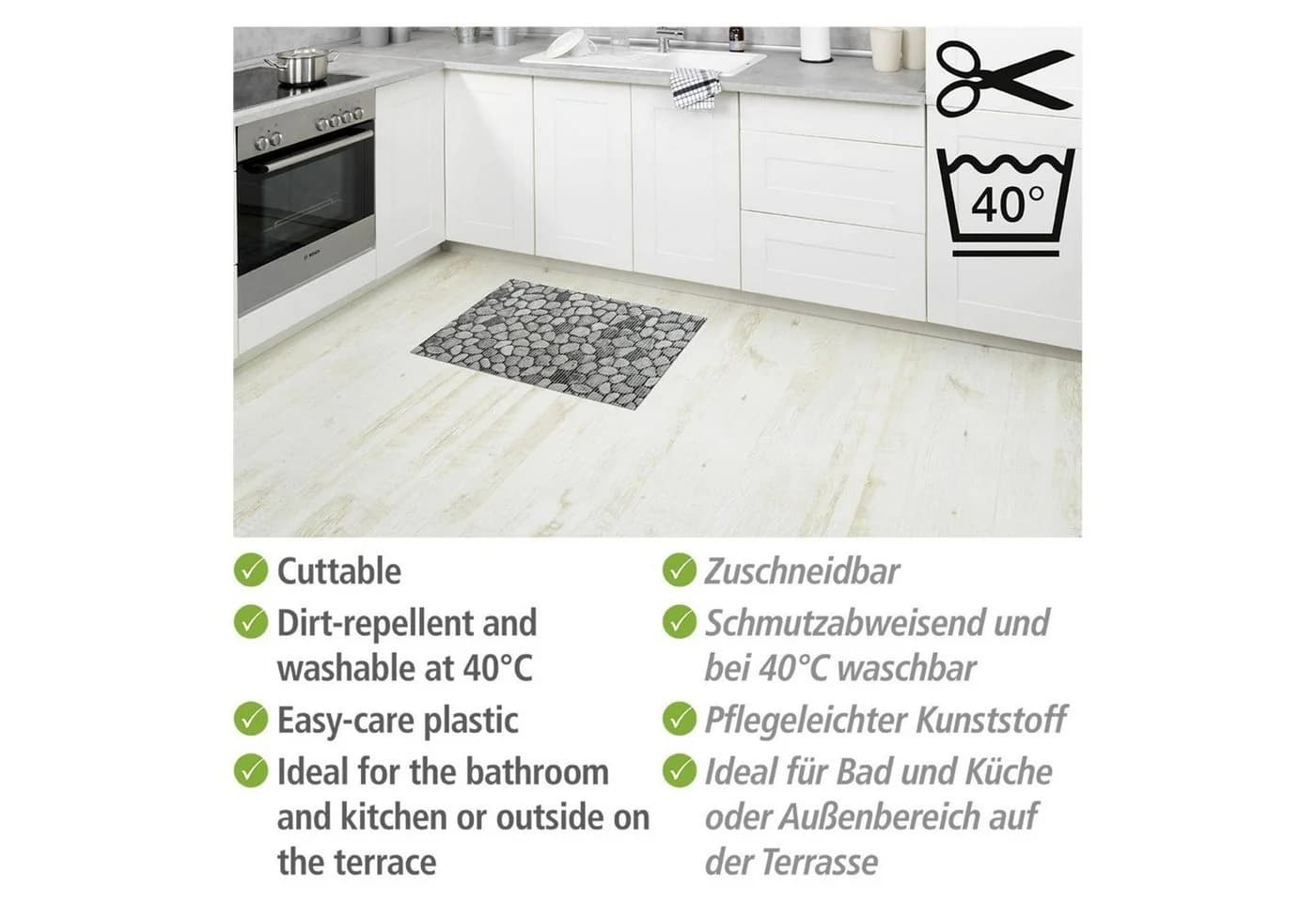 WENKO Duschmatte SASSI Rutschfest Grau Modern - Bild 3