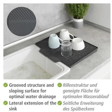 Abtropfmatte WENKO Nelia Maxi Grau Kunststoff