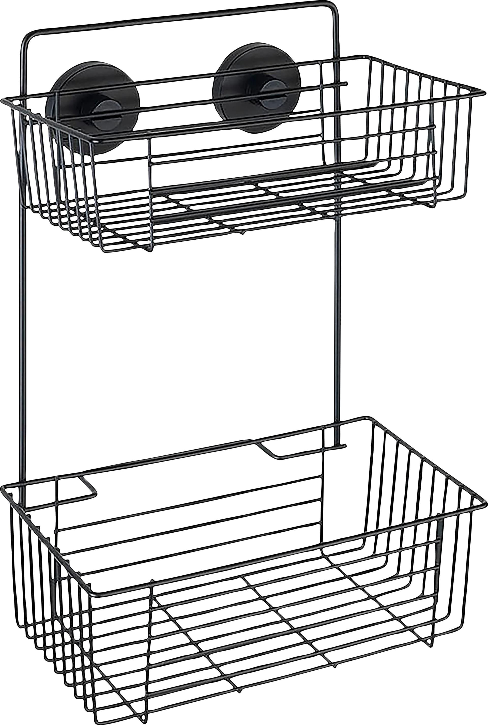 Wenko Duschregal Bari Schwarz 2 Etagen Vacuum-Loc Wandregal