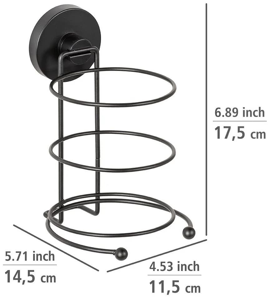 WENKO Haartrocknerhalter Vacuum-Loc® Milazzo Schwarz - Bohrfrei
