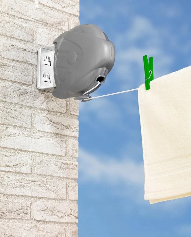 WENKO Wand-Wäscheleine Jumbo Grau Ausziehbar 15m - Bild 3
