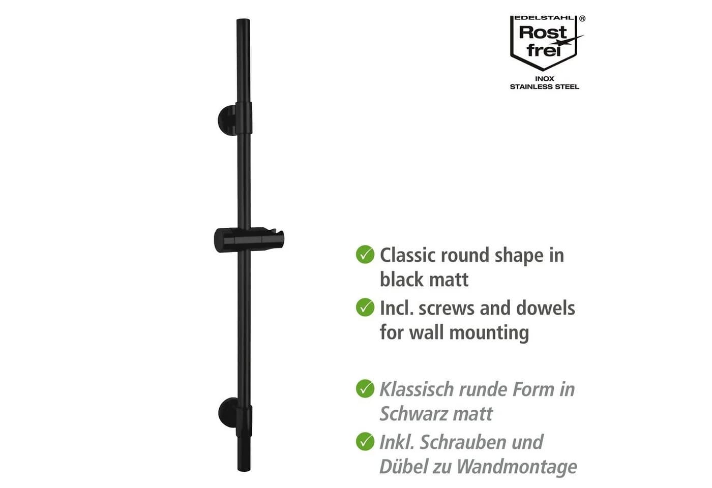 WENKO Duschstange Basic Schwarz Matt