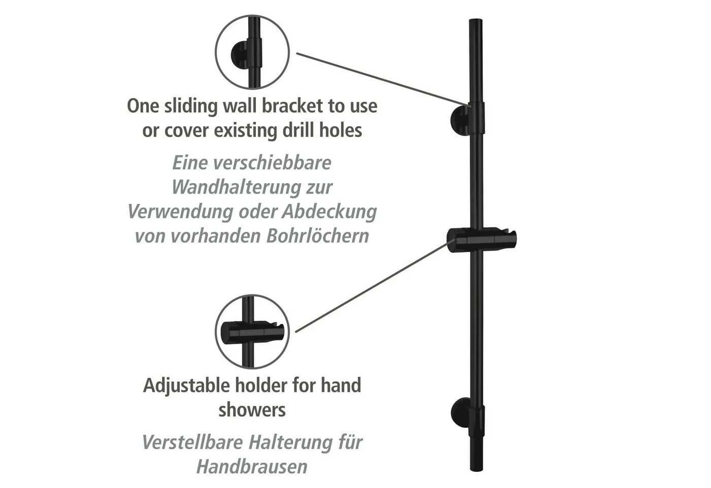 WENKO Duschstange Basic Schwarz Matt - Bild 2
