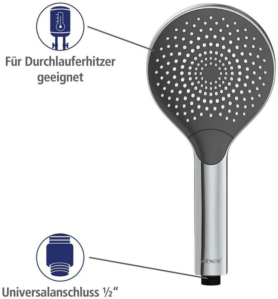 WENKO Handbrause Watersaving Wassersparender Duschkopf 3 Strahlarten Silber - Bild 5