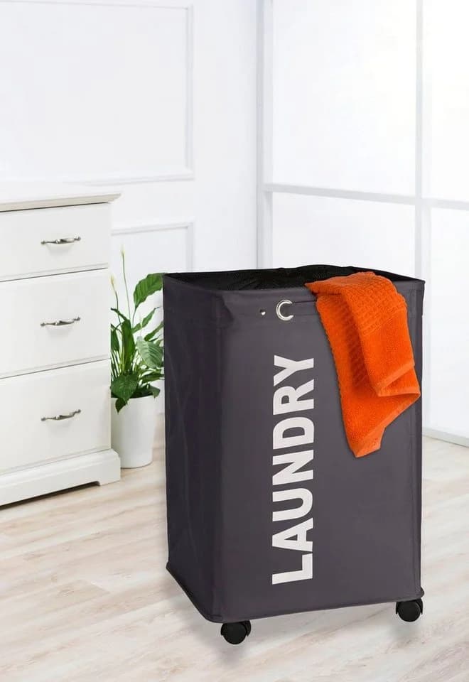 WENKO Wäschesortierer Quadro 79l Dunkelgrau