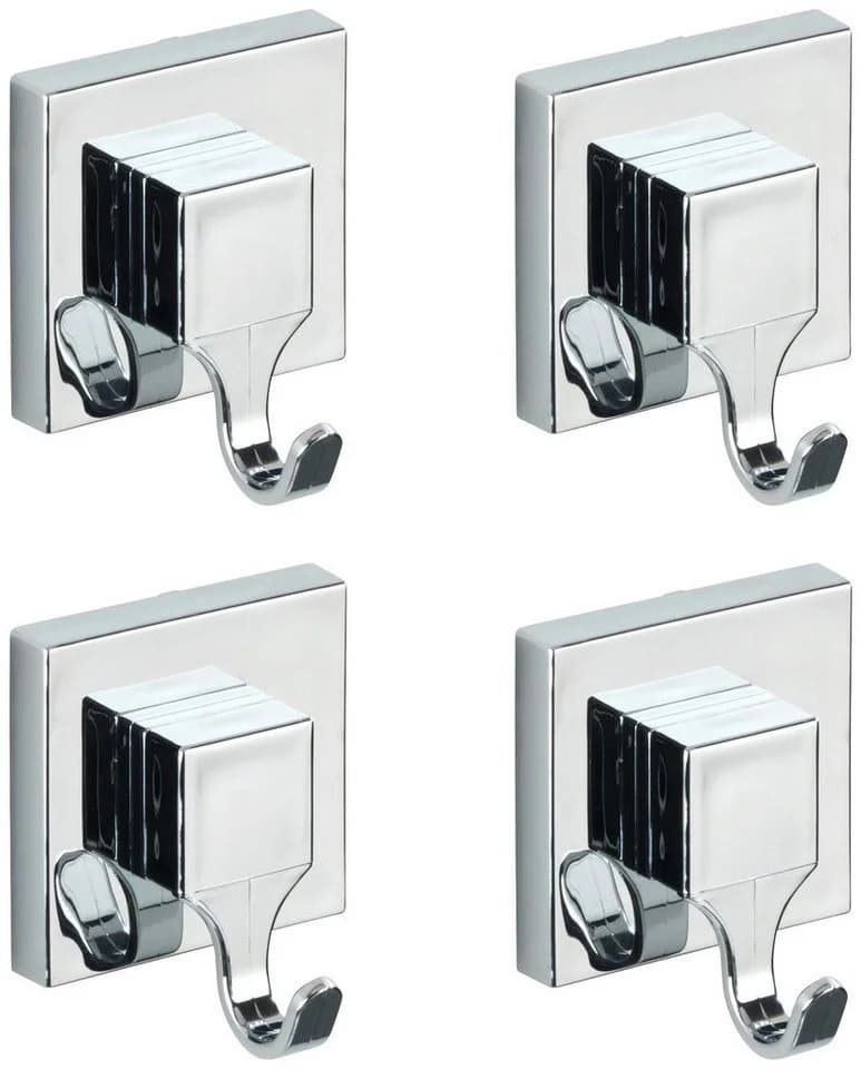 WENKO Wandhaken Set 4-tlg. Silber Chrom Kunststoff Vakuum-Loc