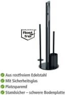 Wenko WC-Garnitur Ravina Schwarz Edelstahl Sicherheitsglas Bild 4