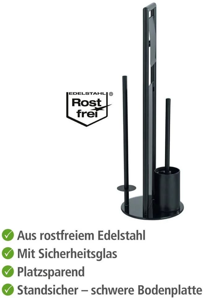 Wenko WC-Garnitur Ravina Schwarz Edelstahl Sicherheitsglas - Bild 4
