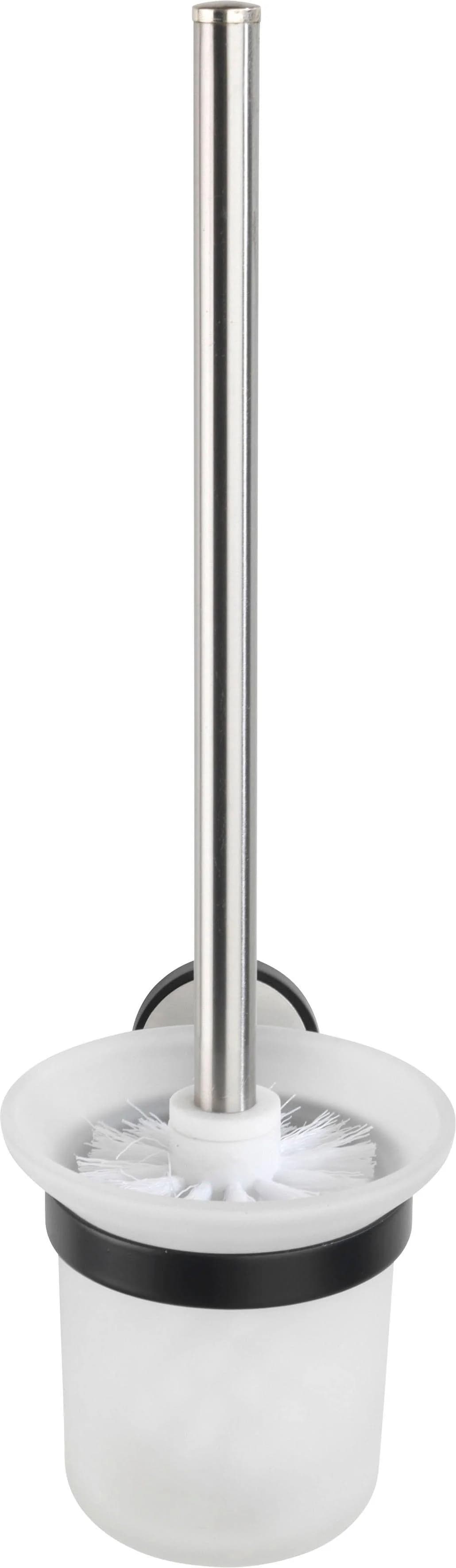 Moderne WC-Garnitur aus Edelstahl und Glas
