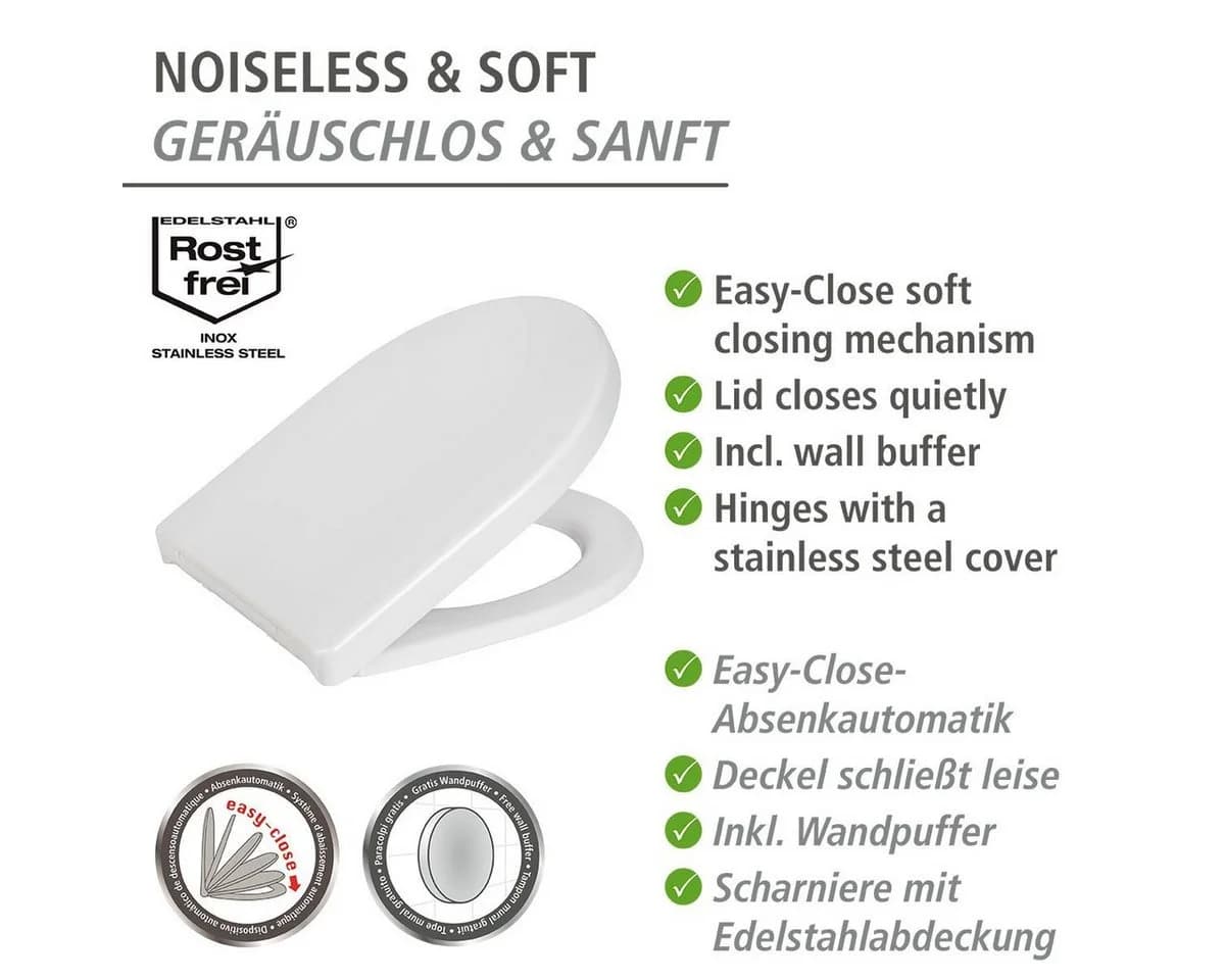WENKO WC-Sitz "Sindia" Duroplast D-Form mit SoftClose & 300kg Belastbarkeit - Bild 5