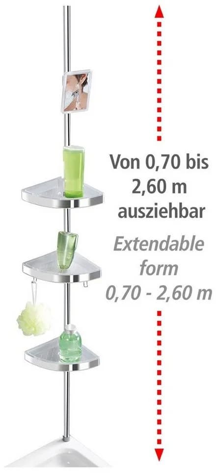 WENKO Teleskopregal Premium 3 Ablagen 1 Spiegel Silber - Bild 3