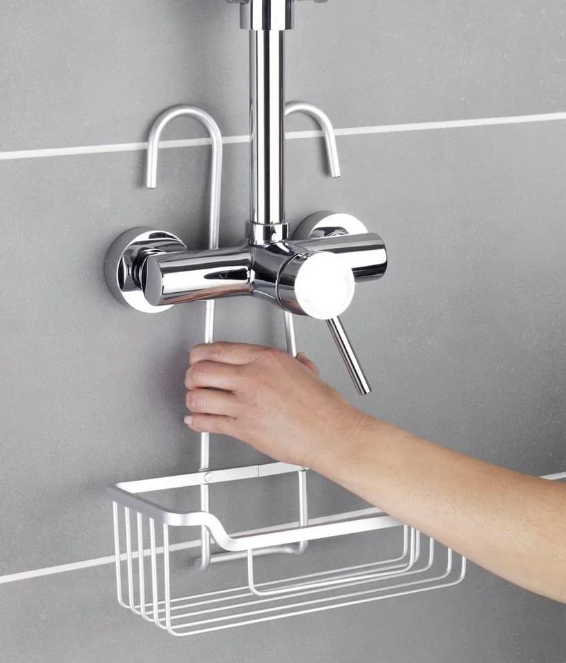WENKO Duschablage Milo Silber Aluminium Befestigung am Thermostat