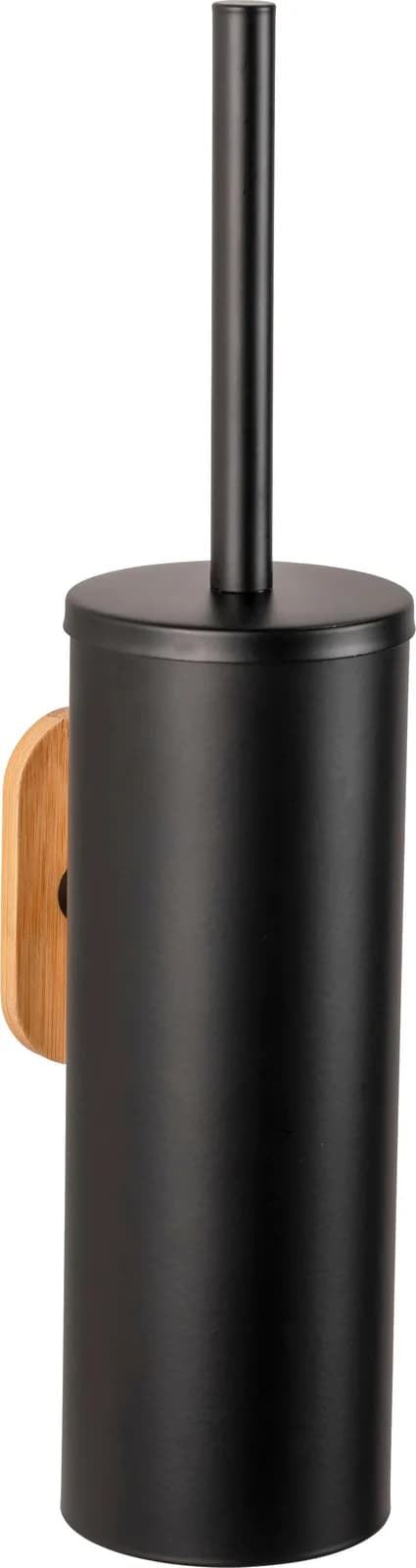 WENKO WC-Garnitur Turbo-Loc Orea Schwarz/Braun Bambus Edelstahl