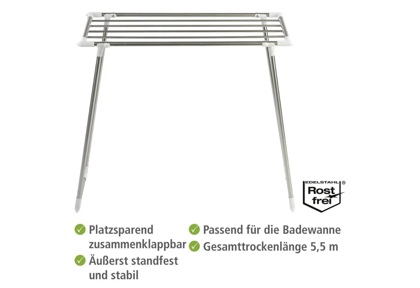 WENKO Wäscheständer Profi Single Silber Weiß 5,5m Trockenlänge - Bild 2