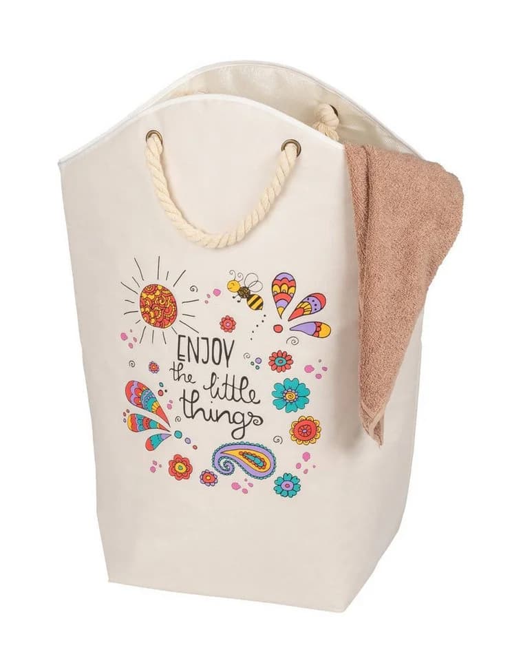 WENKO Wäschekorb Beige Bunt 58 Liter Polyester - Bild 3