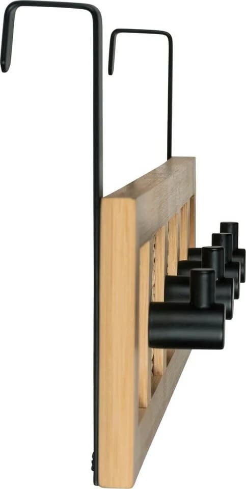 WENKO Türgarderobe Allegre mit 4 Haken - Bambus Rattan Boho Schwarz - Bild 3