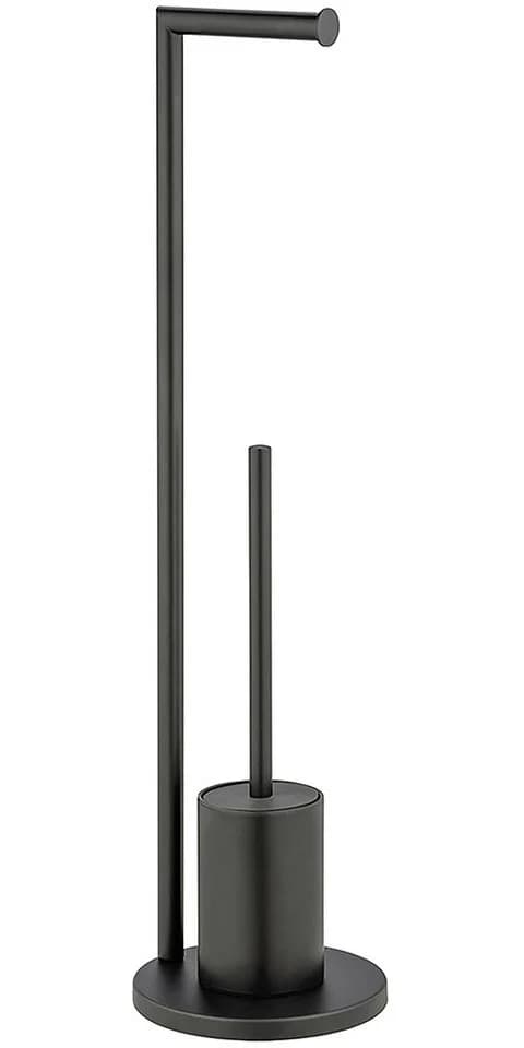 WENKO WC-Garnitur Ferla Schwarz Standgarnitur mit Toilettenpapierhalter