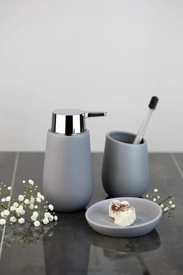 WENKO Badaccessoire-Set Badi 2-tlg. Grau Keramik