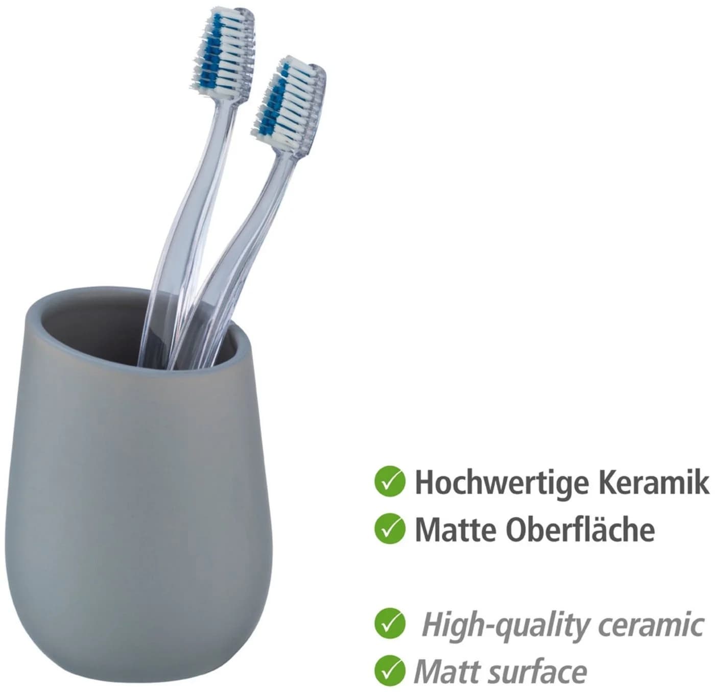 WENKO Badaccessoire-Set Badi 2-tlg. Grau Keramik - Bild 3