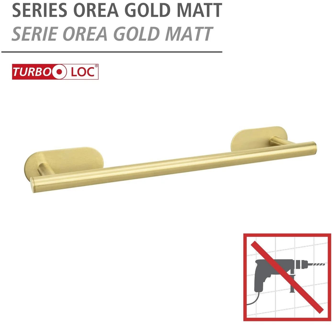 WENKO Handtuchstange Orea Gold Matt Bohrfrei Edelstahl - Bild 5