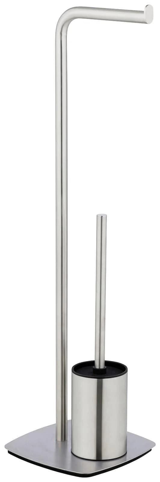 WENKO WC-Garnitur Iria silber Edelstahl 2-in-1 mit Papierhalter