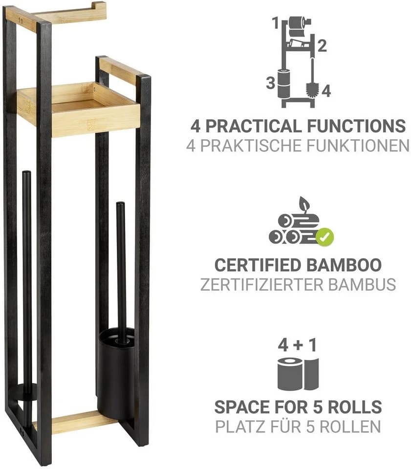 WENKO WC-Garnitur Braidi Braun Bambus 4-in-1 - Bild 4