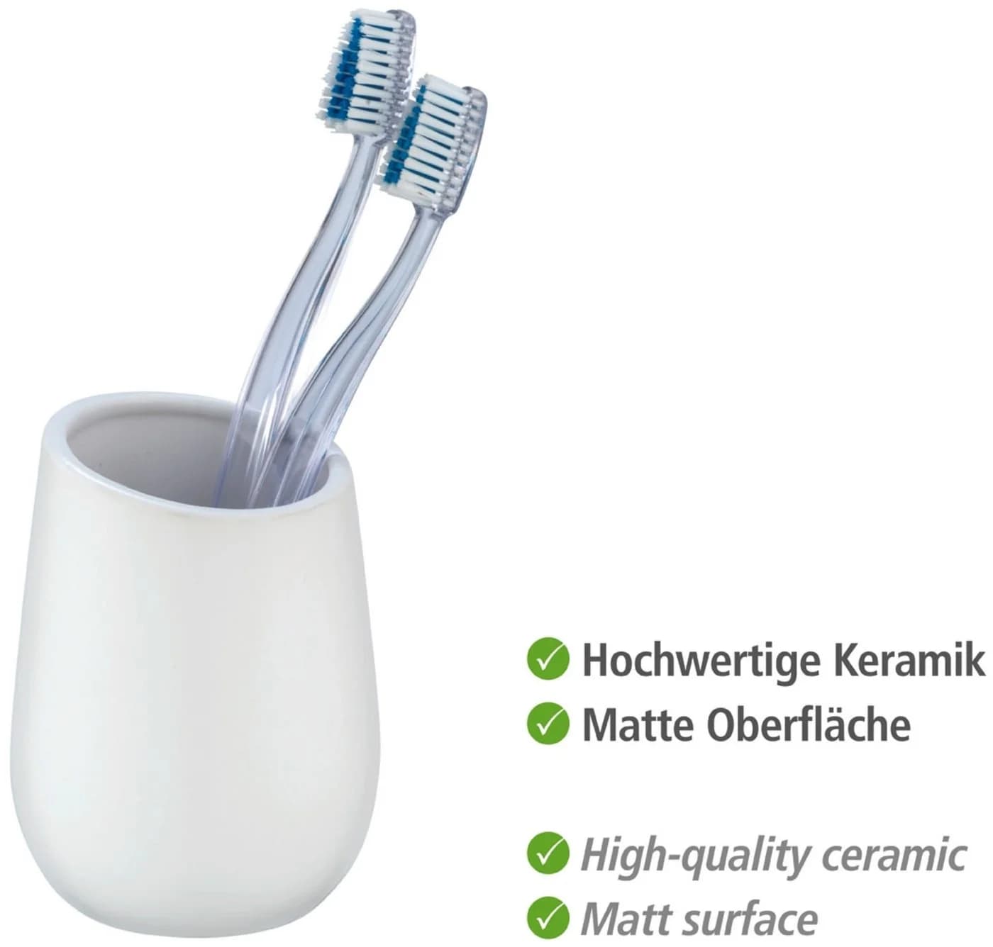 WENKO Badaccessoire-Set Badi 2-tlg. Seifenspender & Zahnputzbecher Keramik