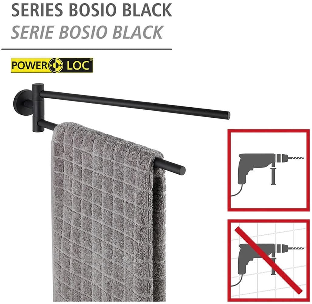 WENKO Handtuchhalter Bosio Schwarz Edelstahl 2-armig