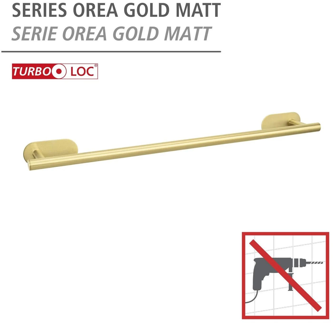 WENKO Handtuchstange Turbo-Loc Uno Orea Gold Edelstahl Handtuchhalter Bohrfrei - Bild 5