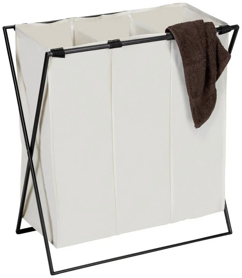 WENKO Wäschesortierer Trio XL Beige Schwarz 3 Fächer - Bild 4