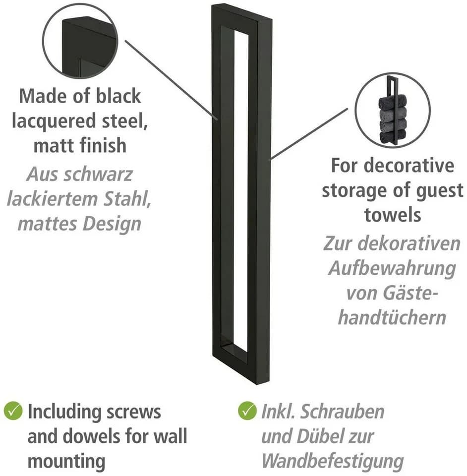 WENKO Handtuchhalter Reitani Schwarz Matt Wandhalter - Bild 2