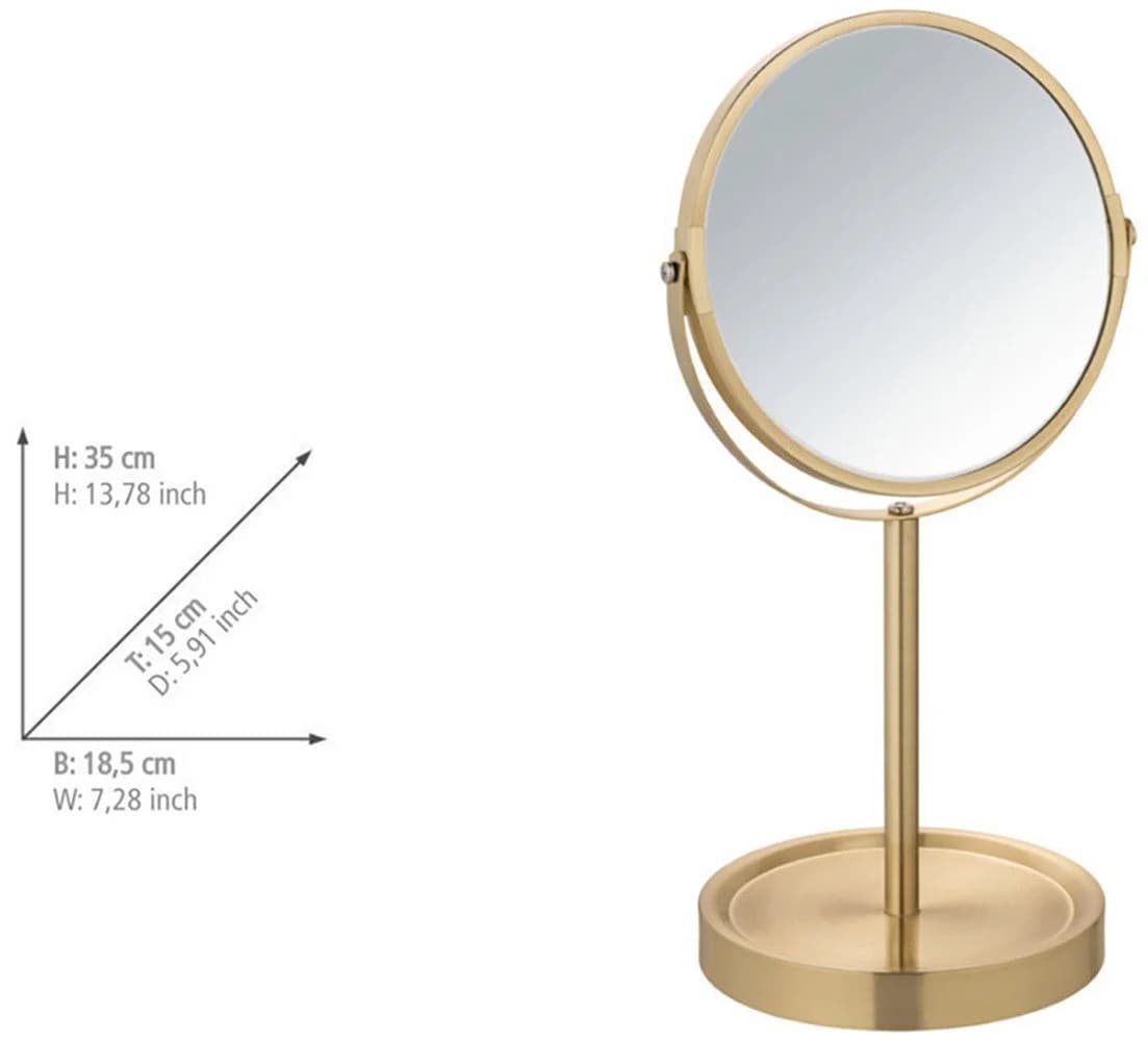 WENKO Standspiegel Modell Alata Gold Kosmetikspiegel mit Vergrößerung - Bild 3