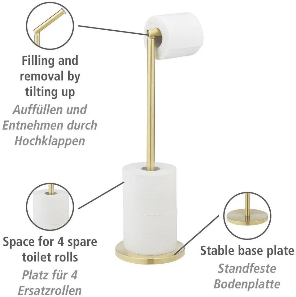WENKO Toilettenpapierhalter 2in1 aus Edelstahl Gold - Bild 4