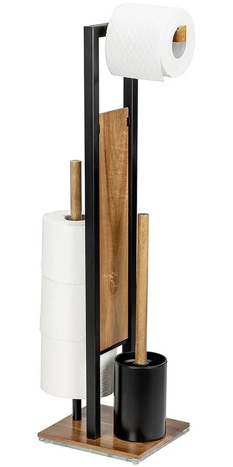 WENKO WC-Garnitur Rivalta Acacia Braun Metall Holz - Bild 2