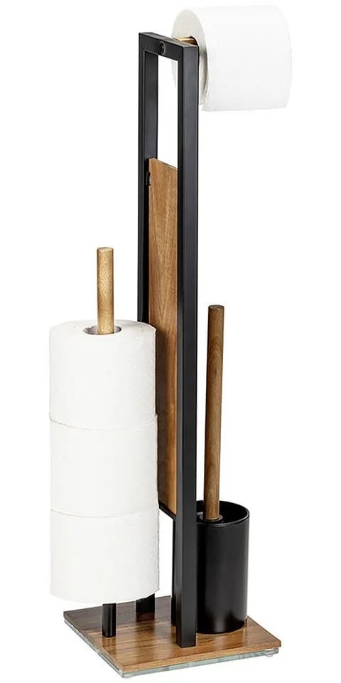 WENKO WC-Garnitur Rivalta Acacia Braun Metall Holz - Bild 3