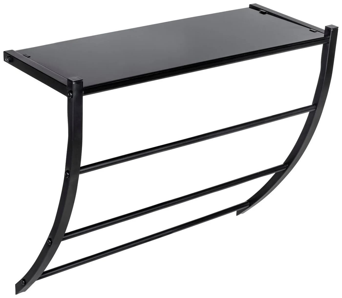 Wenko Wandregal Tarderia Schwarz Glas Metall mit Handtuchstangen