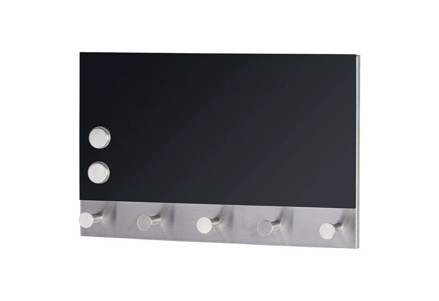WENKO Hakenleiste Garderobe Schwarz mit 5 Haken Magnet Memoboard - Bild 2