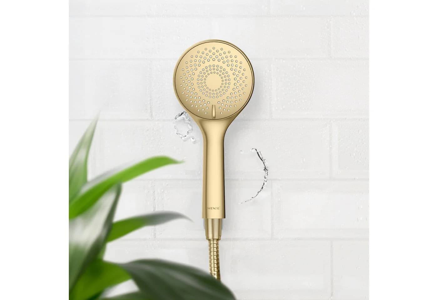 WENKO Handbrause Watersaving Wassersparender Duschkopf Gold