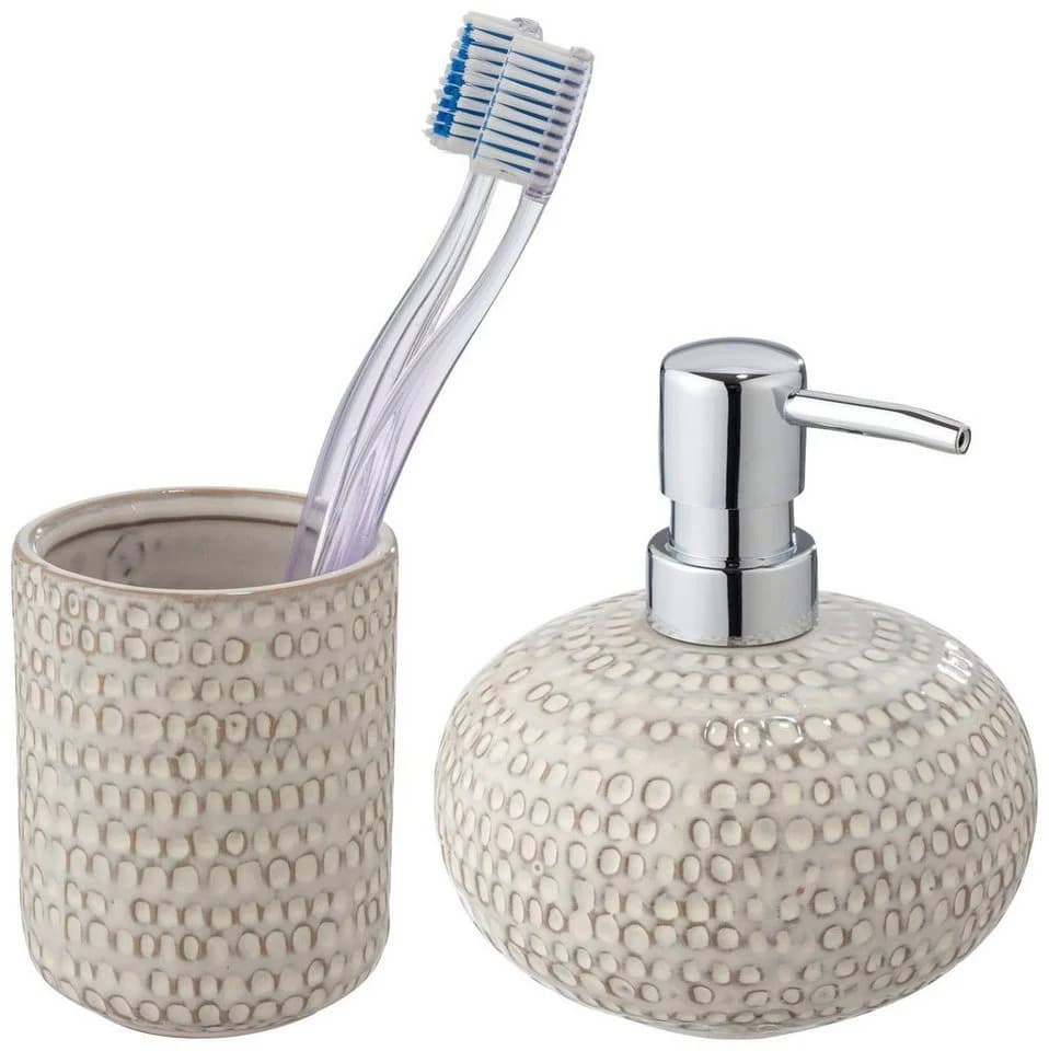 WENKO Badaccessoire-Set Davos 2-tlg. Keramik mit Effektglasur - Bild 2