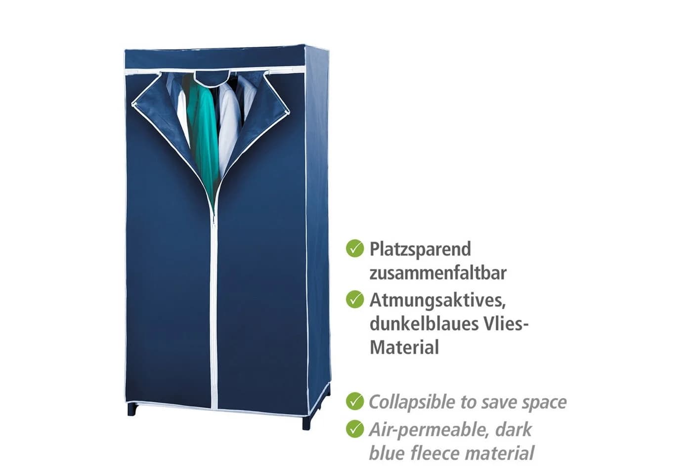 WENKO Stoffschrank Modell Air Dunkelblau mit Kleiderstange - Bild 4