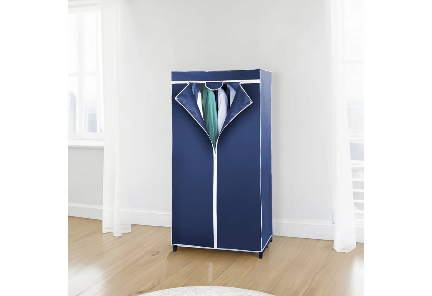 WENKO Stoffschrank Modell Air Dunkelblau mit Kleiderstange - Bild 5