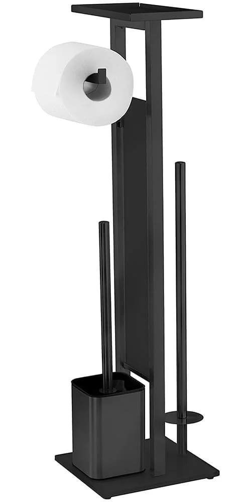 WENKO WC-Garnitur Debar Schwarz Edelstahl Glas Standgarnitur