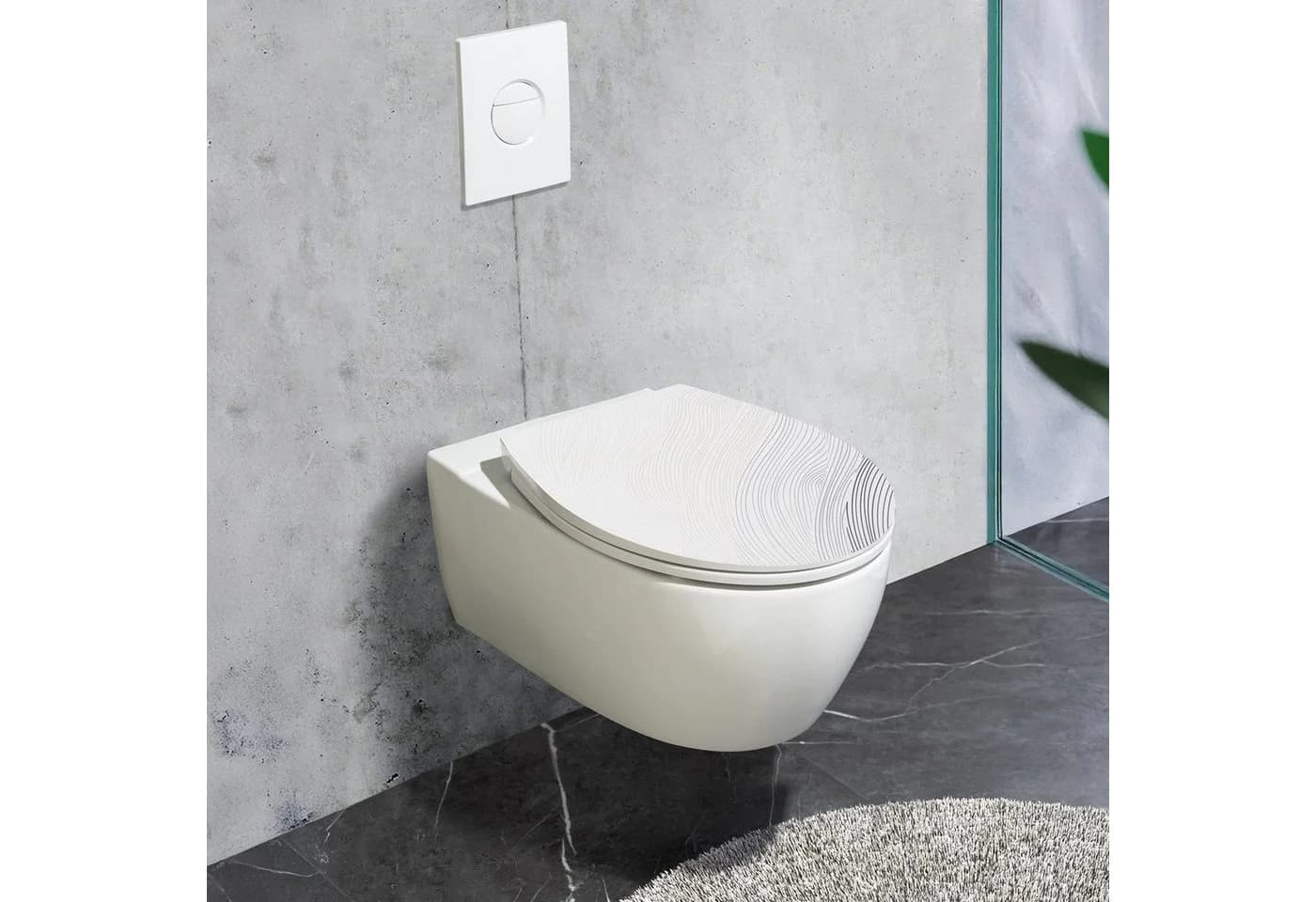 WENKO WC-Sitz Menin Duroplast Mehrfarbig Relief-Oberfläche Absenkautomatik