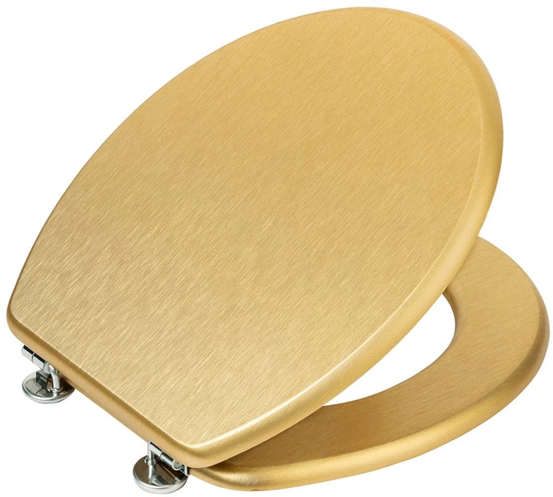 WENKO WC-Sitz Aldeno Gold Matt Oval MDF Edelstahl - Bild 3