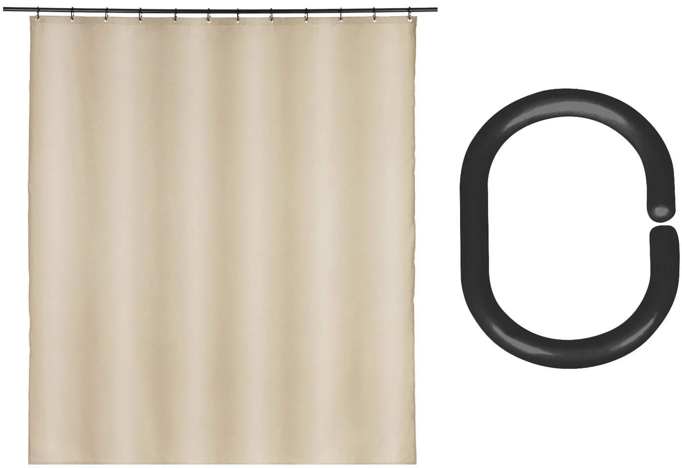 SCHÖNER WOHNEN Duschvorhang Mayour Beige 180x200cm mit 16 Ringen - Bild 2