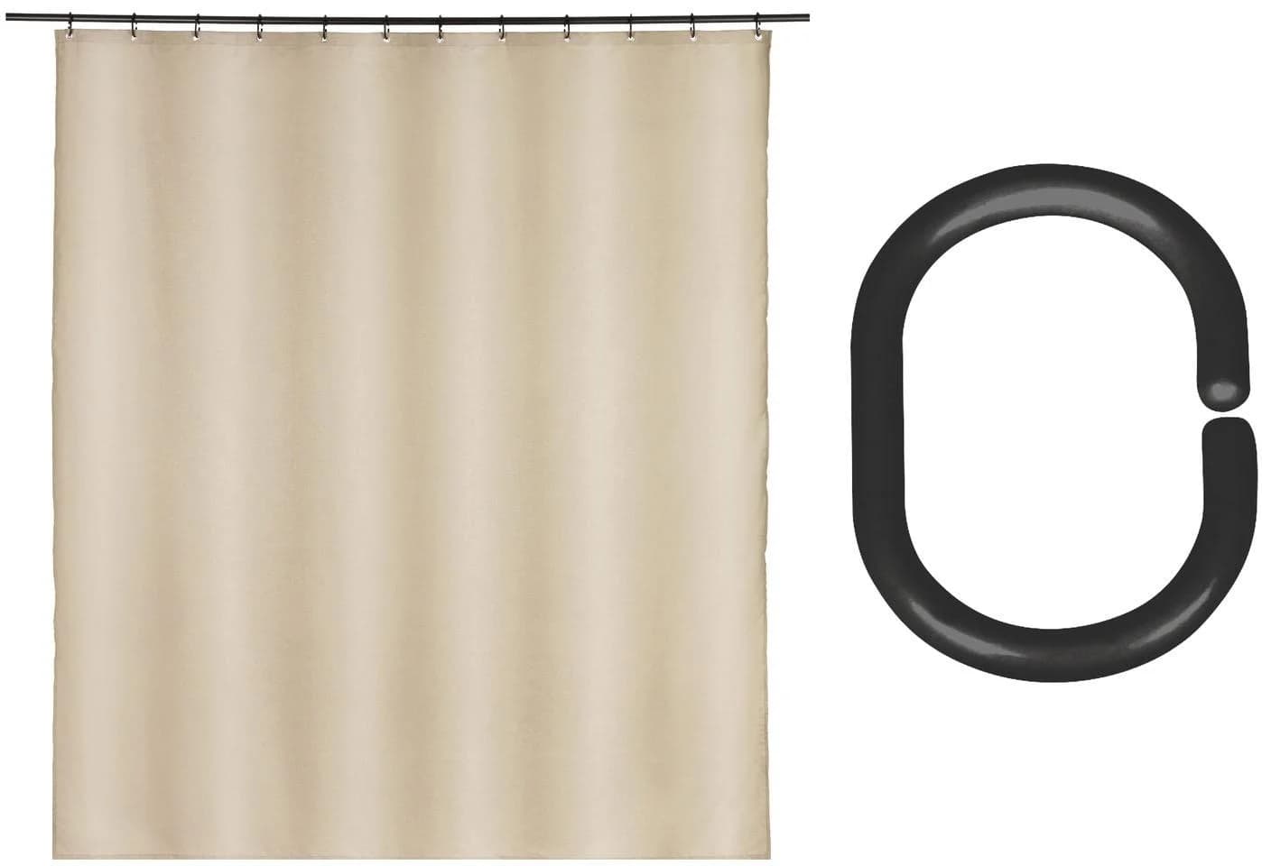 SCHÖNER WOHNEN Duschvorhang Mayour Beige 180x200cm mit 16 Ringen - Bild 5
