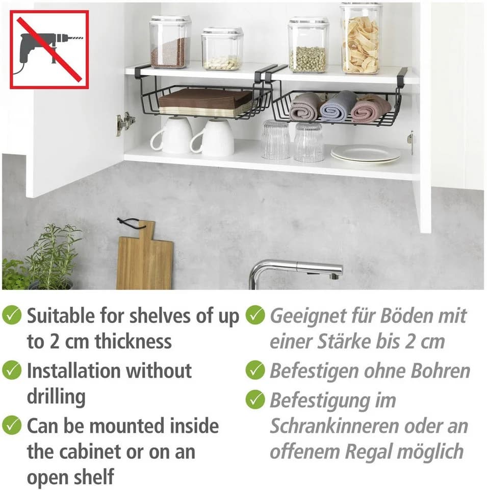 WENKO Einhängekorb Klea Schwarz Metall Drahtkorb für Regale - Bild 5