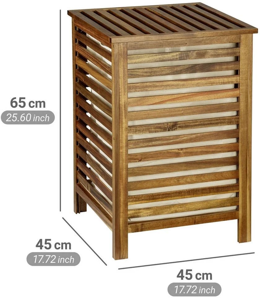 WENKO Wäschetruhe Fondi Braun Massivholz Wäschesammler - Bild 5