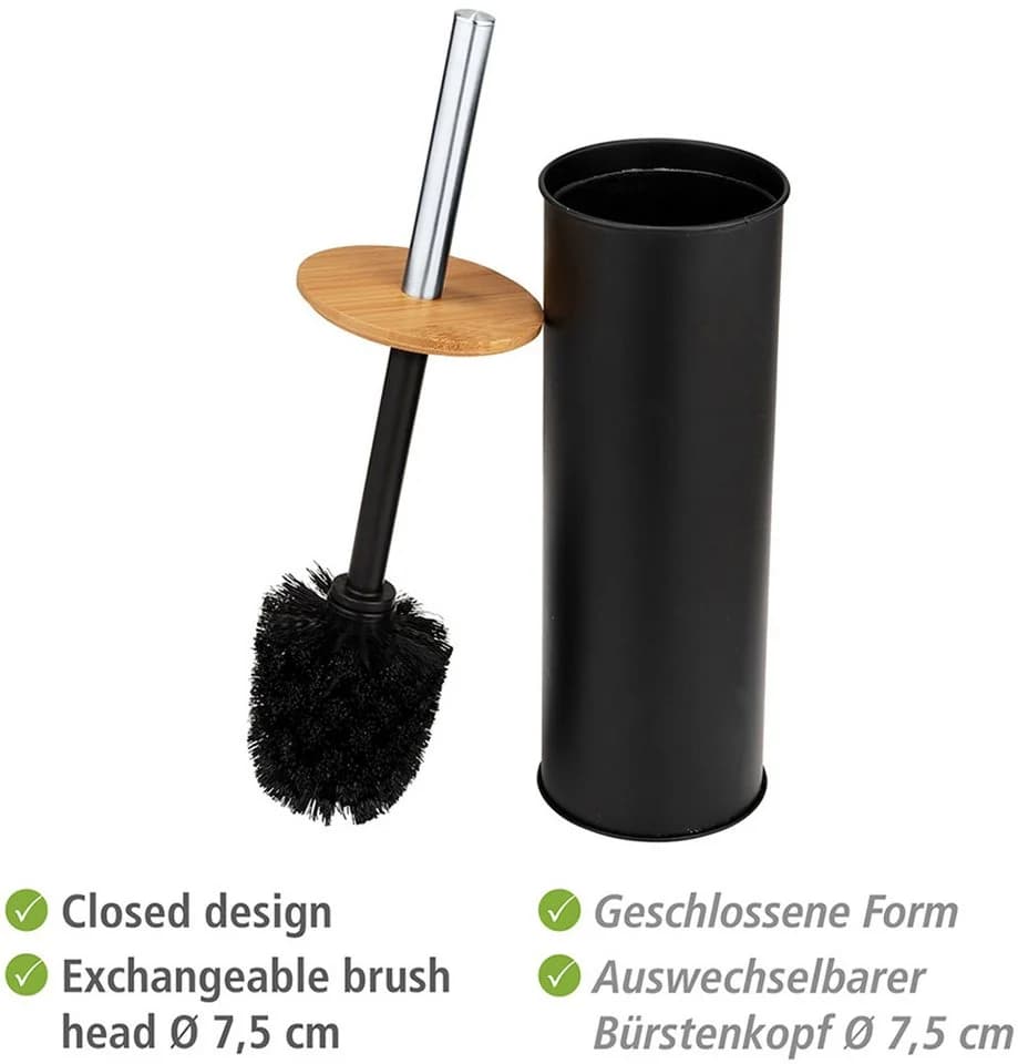 WENKO WC-Garnitur Tortona Toilettenbürstenhalter Schwarz Bambus - Bild 4