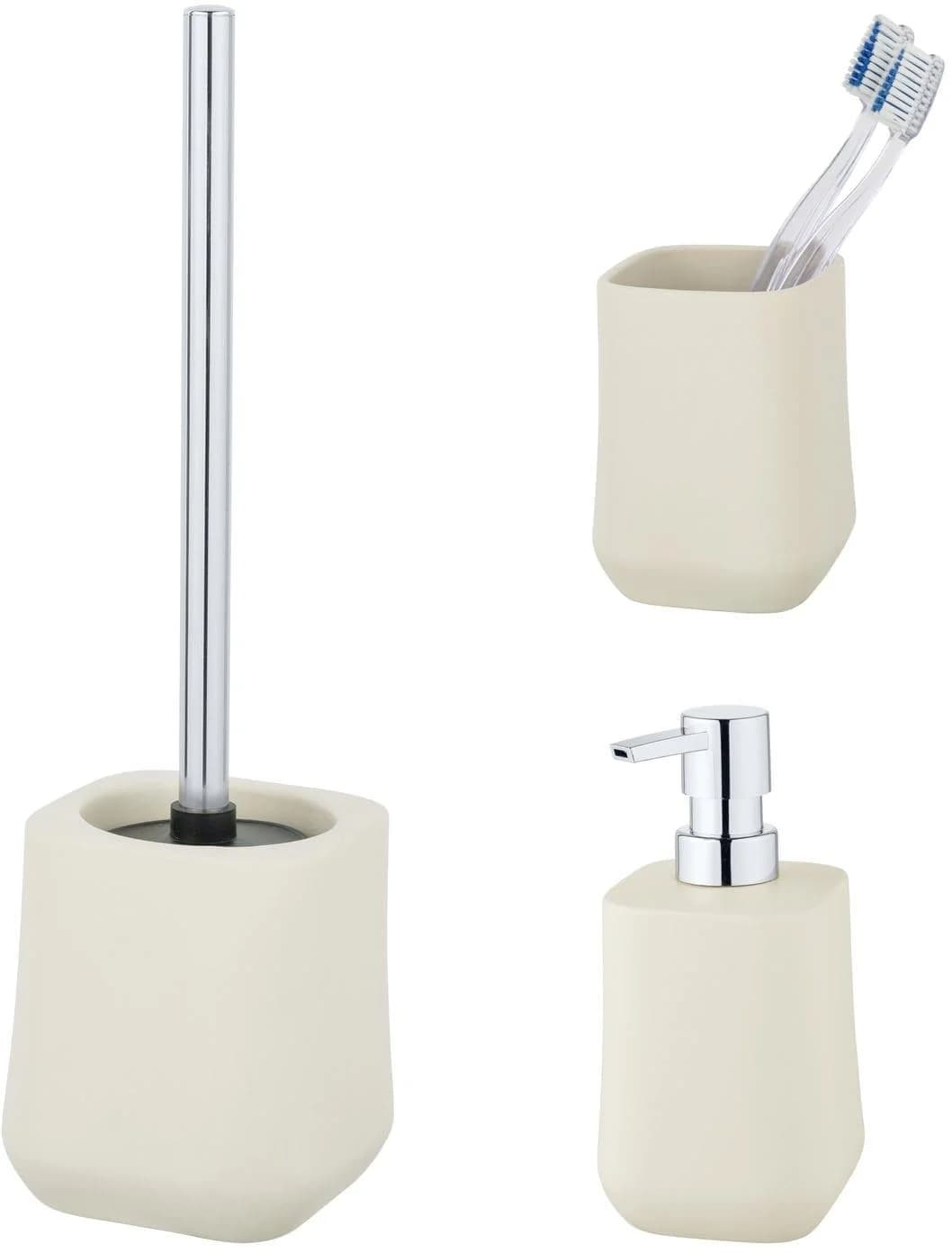 SCHÖNER WOHNEN Badaccessoire-Set Adine Beige Keramik Edelstahl
